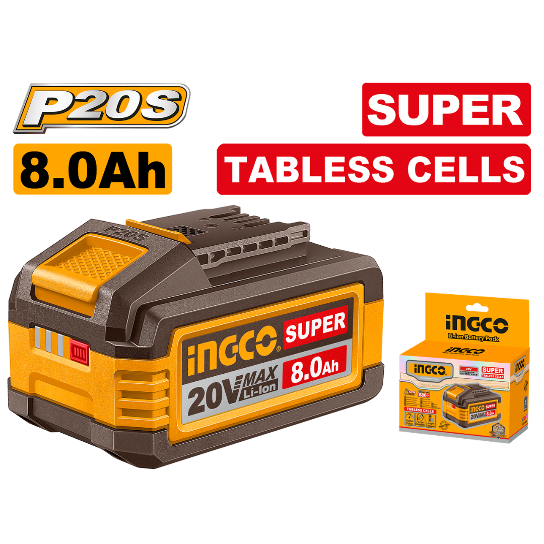 INGCO 20V Battery 8AH (Super Tabless cells) - FBLI2158