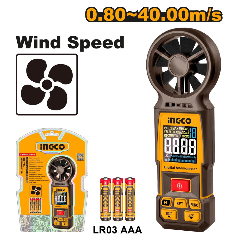 Ingco Digital anemometer 0.80–40.00 m/s