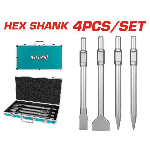 TOTAL 4PC SDS HEX CHISEL SET