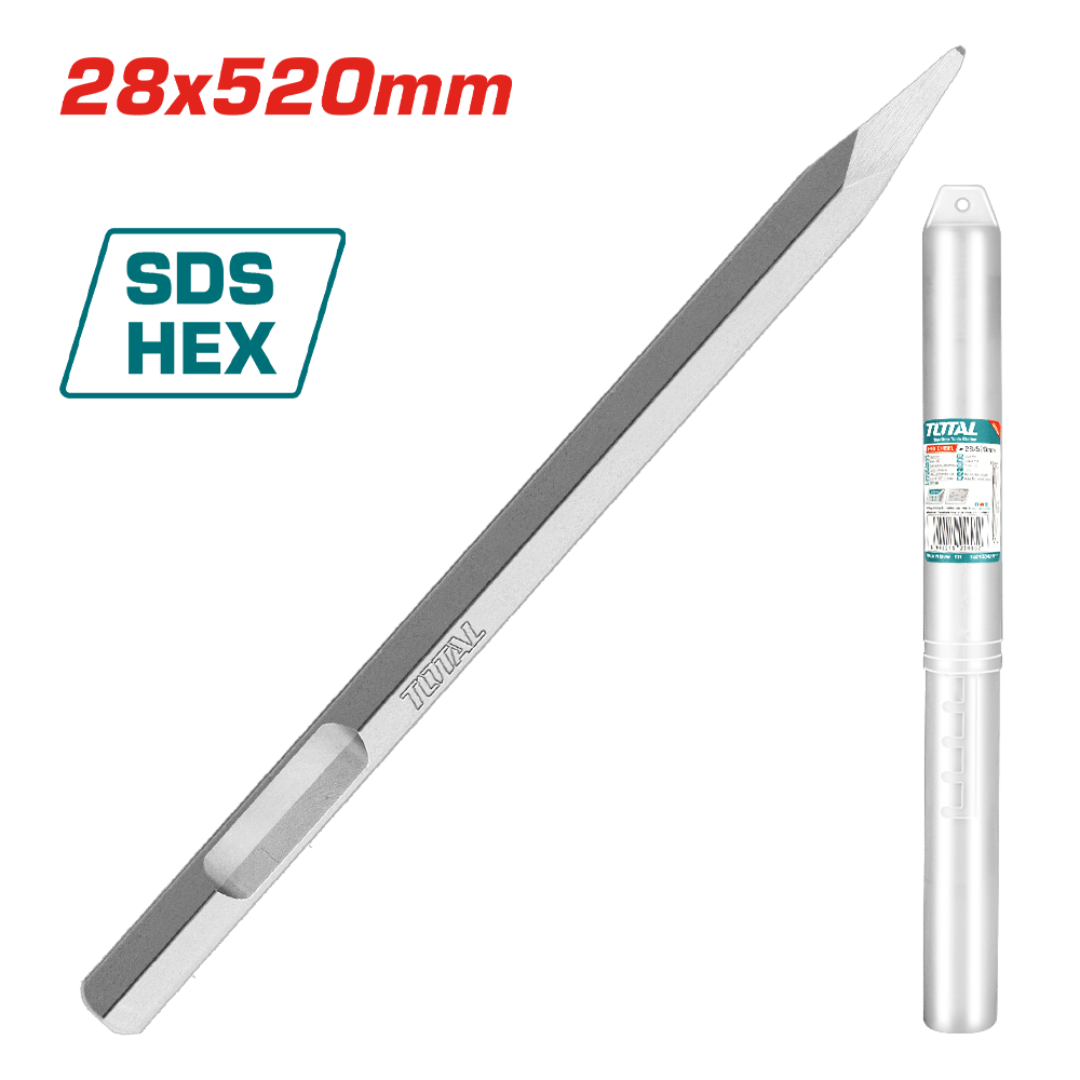 Hex chisel total 28X520mm point