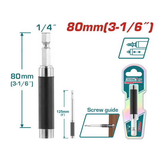 Total Screw driver Bit Holder Magnetic 1/4"x80mm