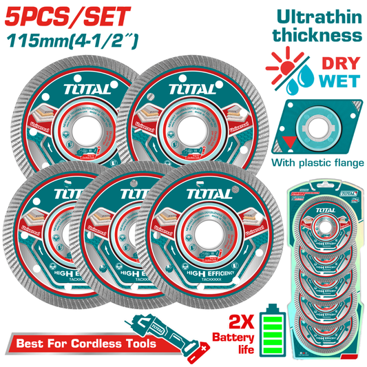Total Abrasive Diamond Blade 115mm Segmented 5Pc – TAC511155
