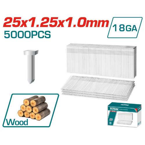 Total Air Brad Nail 25×1.25×1.0mm/5000Pc – TAC918251