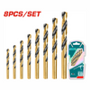 8 Pcs HSS twist drill bits set total - TACSD0801