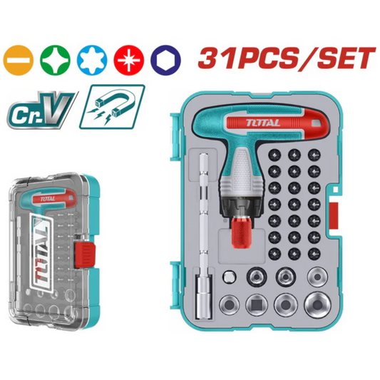 Total Screwdriver T- Handle 31Pc