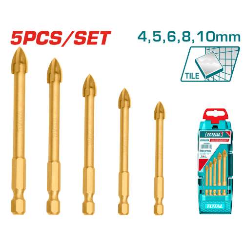 Total Glass Drill Bits Set 5pcs