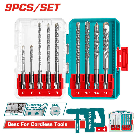 Total Drill Bit Set SDS Plus 6-16mm 9Pc - TACSDL30906