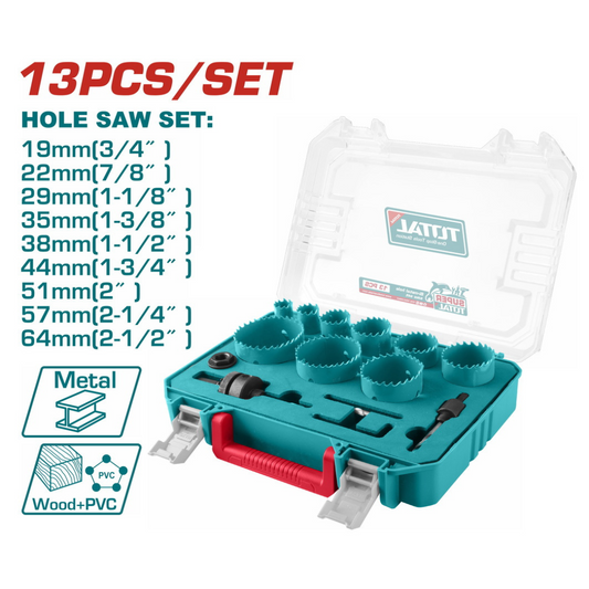 TOTAL Holesaw kit 13PC 20-50mm - TACSH0132