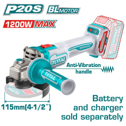 TOTAL 20V Angle Grinder 115mm (IND) SOLO – TAGLI212025