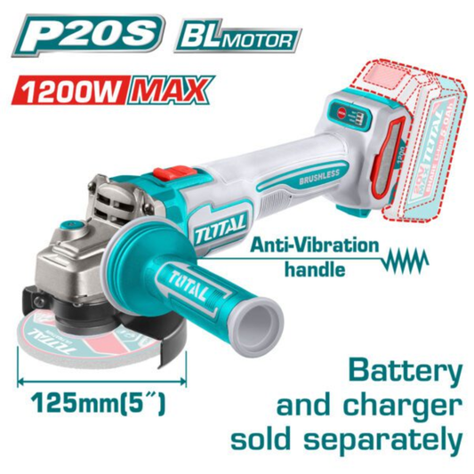 TOTAL 20V Angle Grinder 125mm (IND) SOLO – TAGLI212027