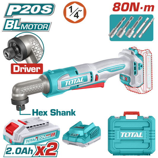 TOTAL 20V Impact Driver 80nm 1/4dr 2AH+Charger (KIT) – TAIRLI208