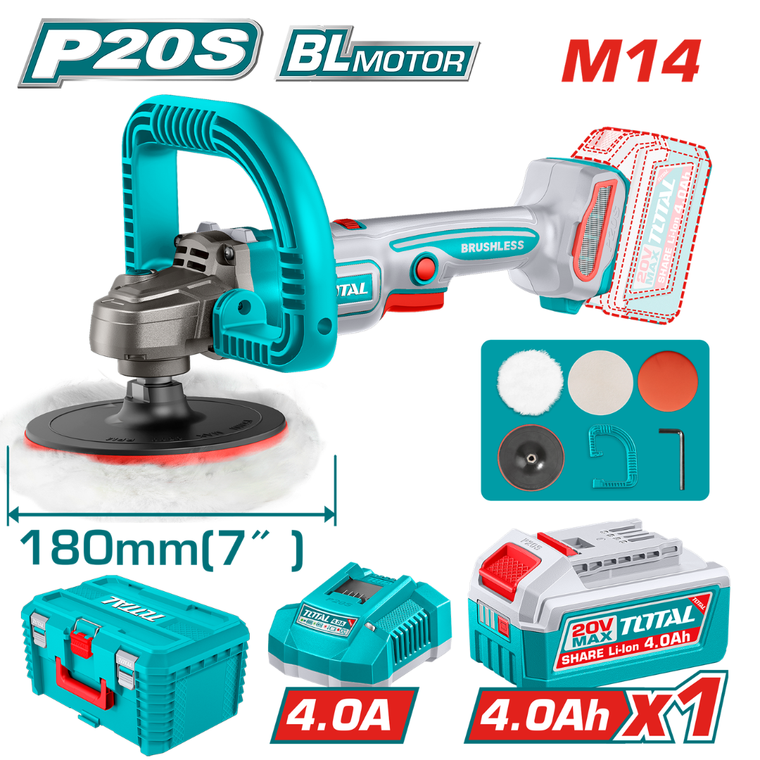 TOTAL 20V Polisher 2X4AH+Charger (KIT) – TAPLI20188
