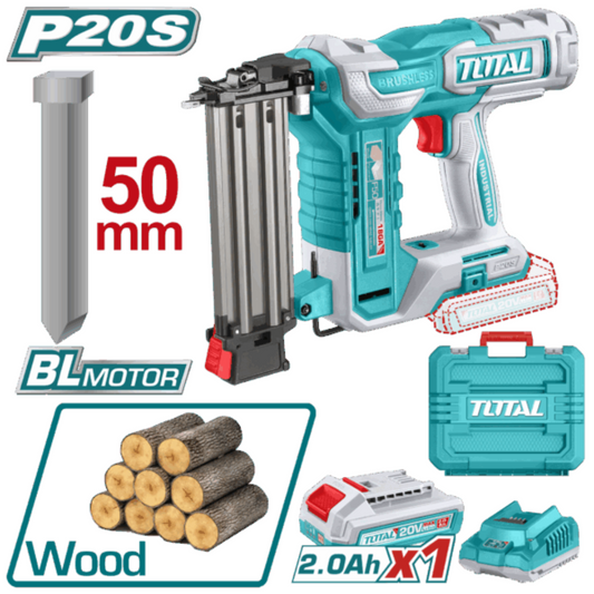 TOTAL 20V Brad Nailer F15-F50 1X2AH+Charge+Acc (KIT) – TCBNLI5008
