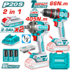 TOTAL 20V COMBO 2PC Drill 66nm+I/Wrench 405nm 2x2ah (KIT) – TCKLI20286