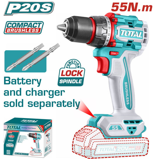 TOTAL 20V Drill Non Impact  13mm 55Nm B/L SOLO -  TDLI205581