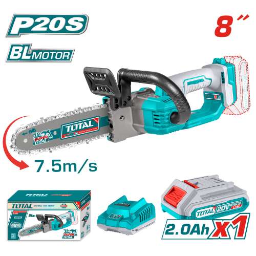 TOTAL 20V Chain Saw 1X2AH+Charger (KIT) 8″ B/L -TGSLI20851