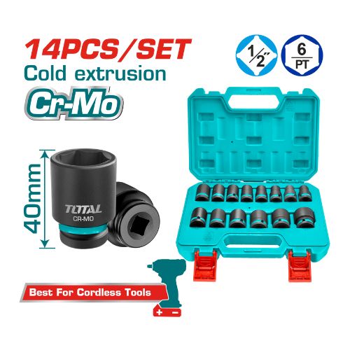 Total 14 Pcs 1/2"DR. Impact socket set