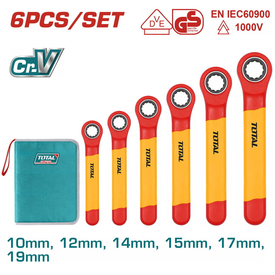 TOTAL Elec Vde Wrench Ratchet Set 6PC 10-19mm – THKISPA0603  t