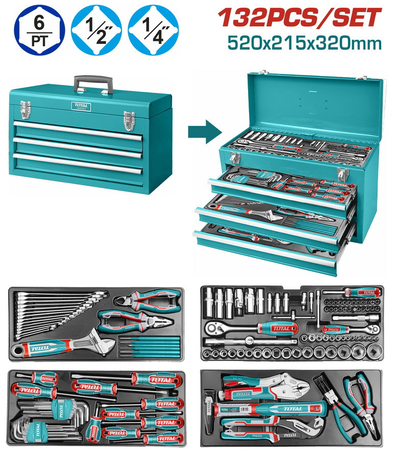TOTAL Toolbox / Chest Set 132PC – Wheelquip Tools