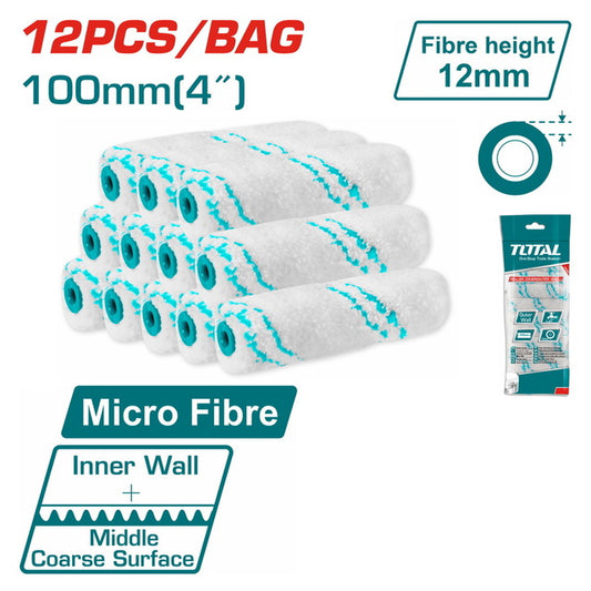 Total Paint Roller Set Micro 100mm 12pc - THRC560412