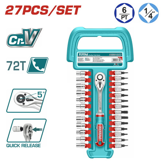 Total Socket Set Hex/Torx 1/4 4.4-14mm 27Pc – THT141271