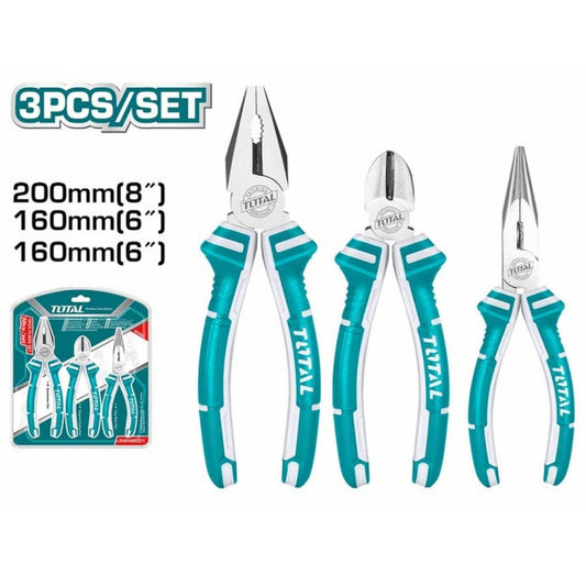 TOTAL 3PC PLIER SET -6" LONG 6" DIA & 8" COMB