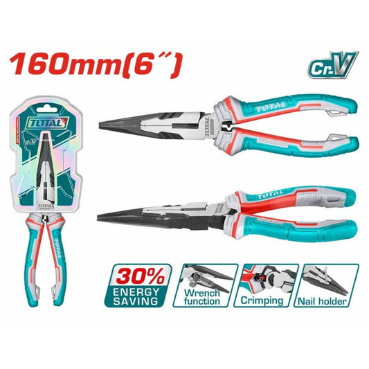 TOTAL LONG NOSE PLIER 160MM/6" Cr-V MATERIAL
