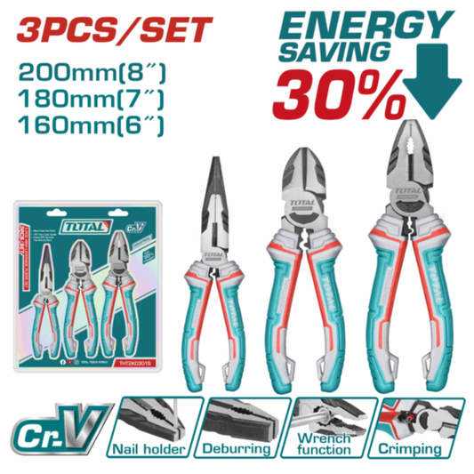 TOTAL 3PC PLIER SET - HIGH LEVERAGE PLIER SET - THT2K0301S