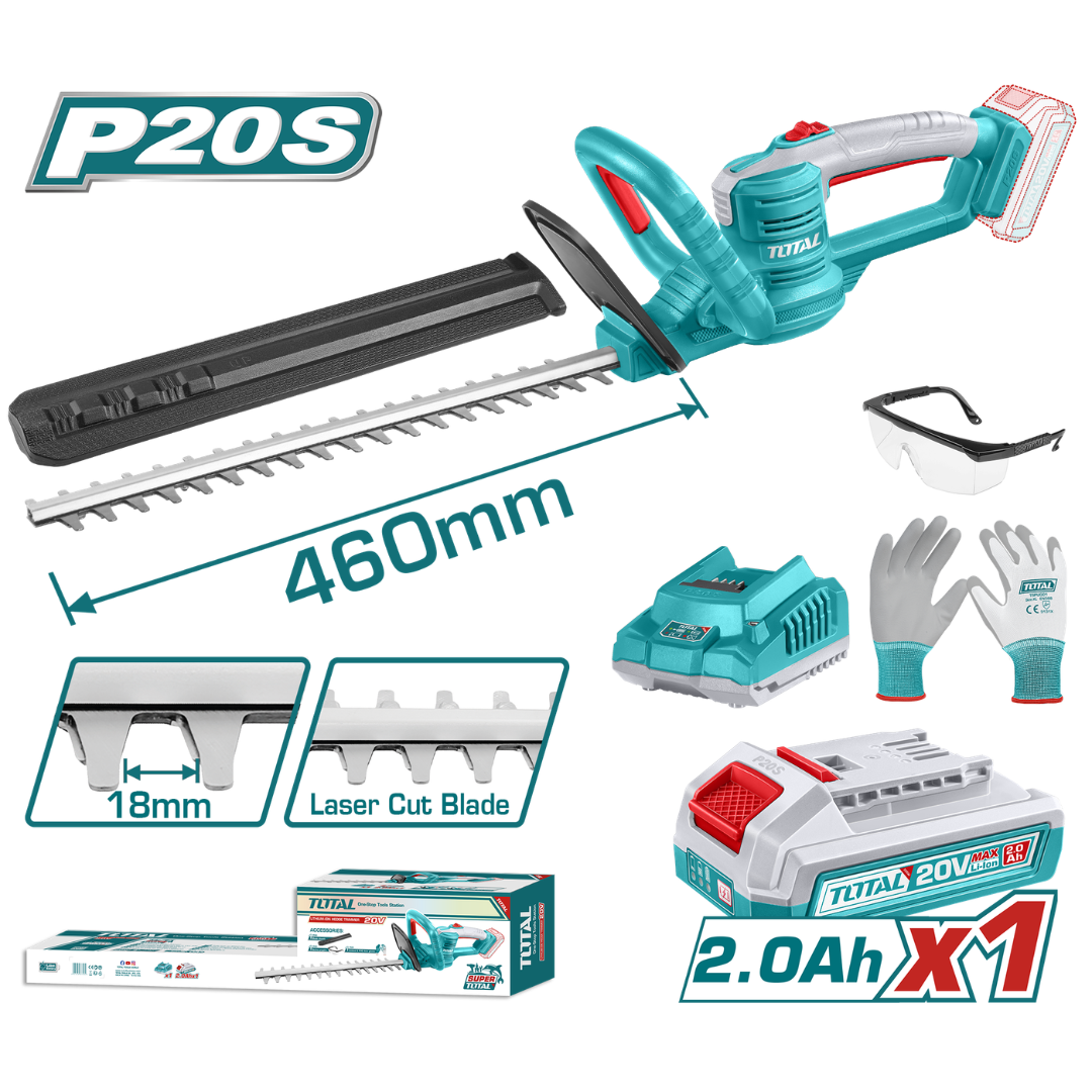 TOTAL 20V Hedge Trimmer 460mm 2AHX1+Charger (KIT) – THTLI20461