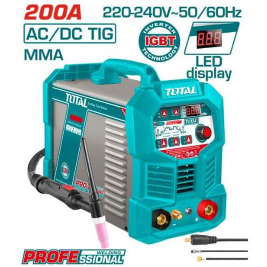 TOTAL 220V Welder Inverter 200Amp AC/DC Tig (cw torch) – TIGACDC20068