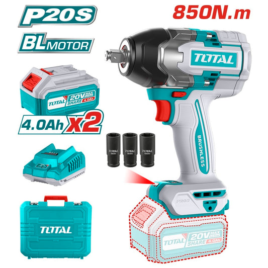 TOTAL 20V Impact Wrench KIT 850nm 4AH