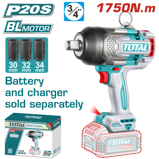 TOTAL 20V IMPACT WRENCH 1750NM 3/4DR SOLO - TIWLI201751