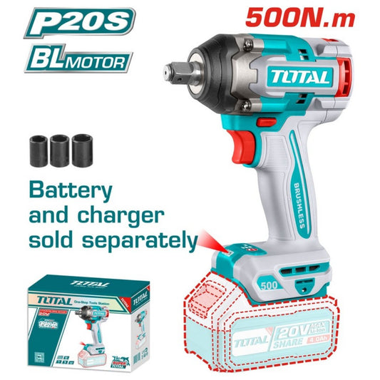 TOTAL 20V Impact Wrench 500nm 1/2"DR SOLO