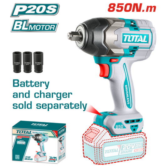 TOTAL 20V Impact Wrench 850nm 1/2'dr SOLO