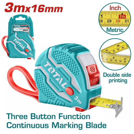 TOTAL 3MX16MM MEASURING TAPE METRIC ONLY