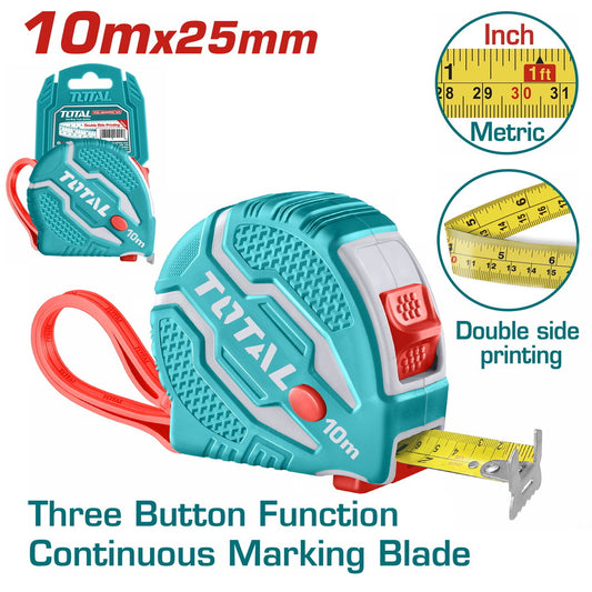 TOTAL 10MX25MM MEASURING TAPE METRIC ONLY