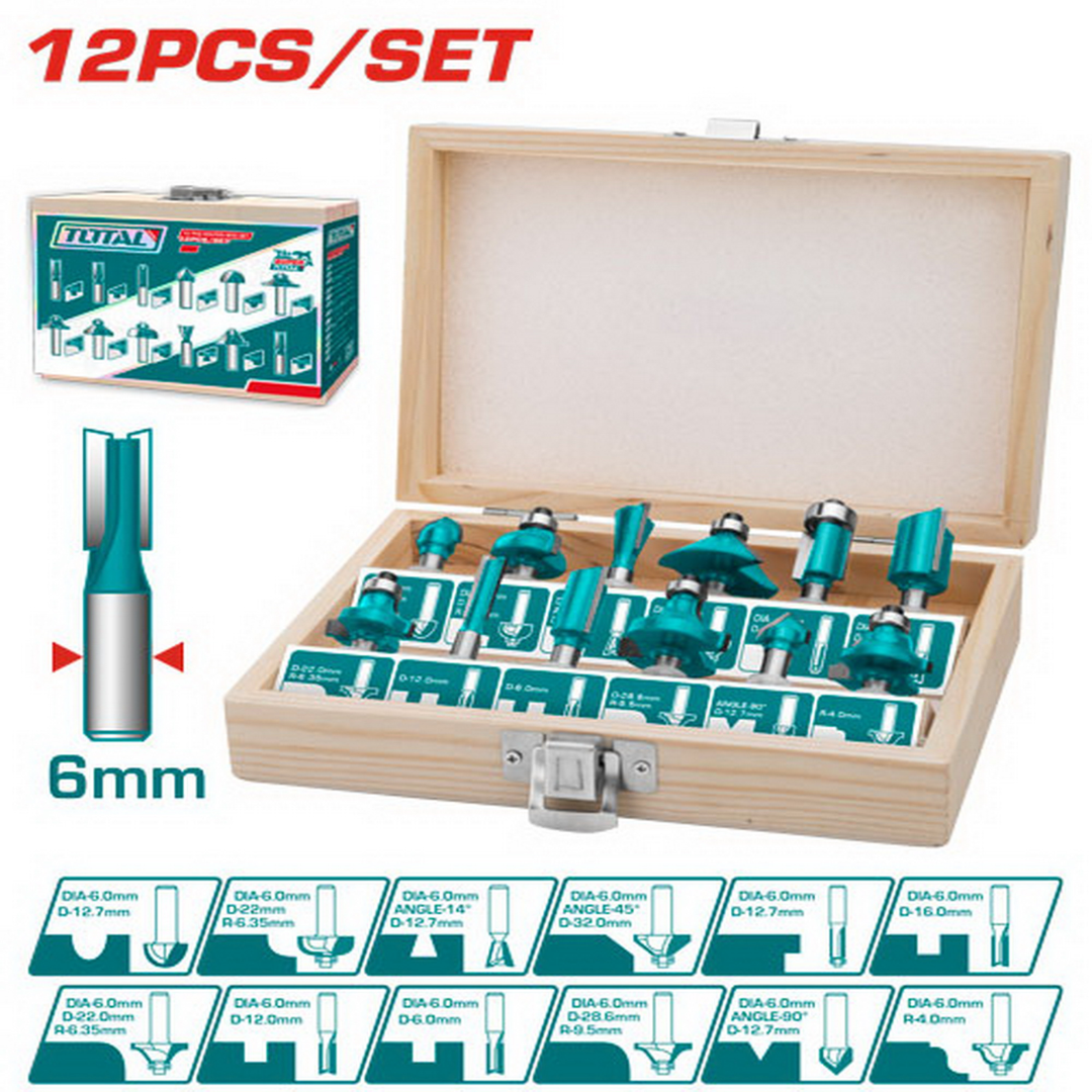 Total Router Bit Set 12Pc – TACSR0121