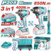 Total 20V COMBO 3PC 2xImpact Wrench 400+850nm +W/Lamp-TOSLI241195