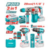 TOTAL 20V COMBO 3PC Drill 96nm+285nm I/Driver+R/Ham28mm-TOSLI250693
