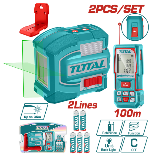 TOTAL Elec Laser Distance 100mm + Level 2PC KIT – TOSLL0502