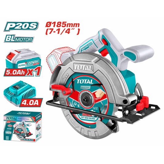 TOTAL 20V Circular Saw 185mm 1X5AH+Charger+Acc Kit – TSLI18513