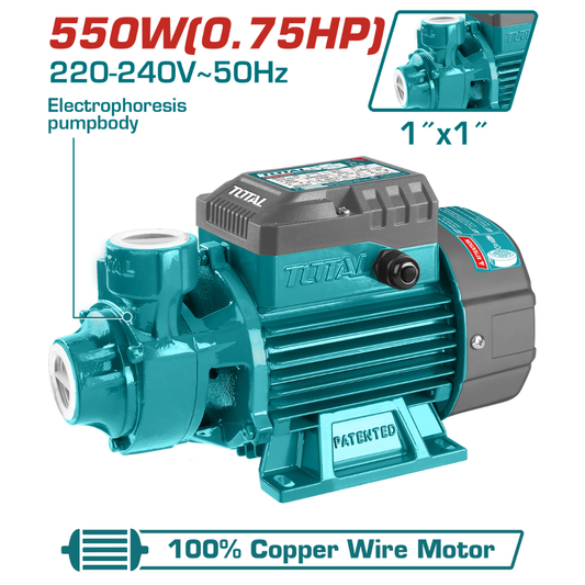 TOTAL 220V Water Pump 550W 45L – 45M (0.75HP) – TWP15506