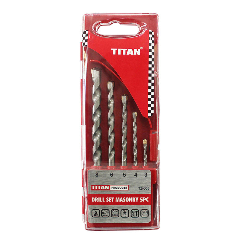 TITAN SET DRILL BIT MASONRY 5PCE (H/G CARBIDE)