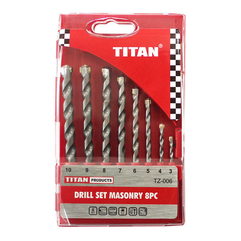TITAN SET DRILL BIT MASONRY 8PCE (H/G CARBIDE)