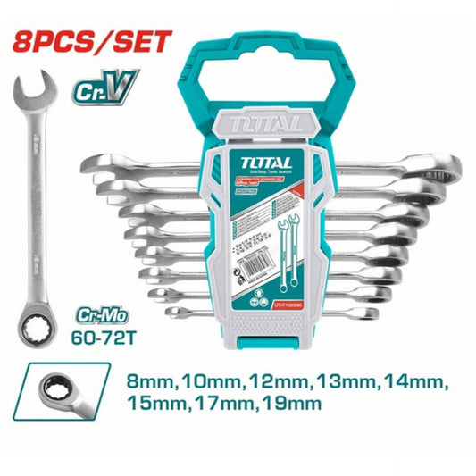 TOTAL 8PC RACHET SPANNER SET 8-19MM