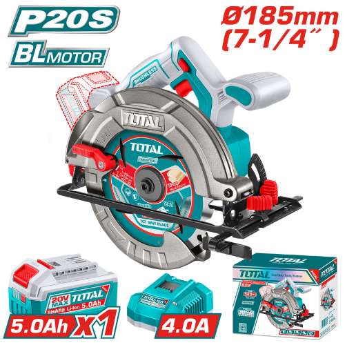 TOTAL 20V Circular Saw 185mm 1X5AH+Charger+Acc Kit – TSLI18513