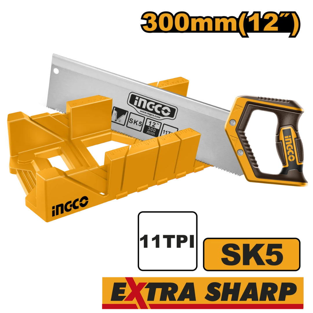 Ingco Plastic Mitre Box With Back Saw Set - HMBSB30062