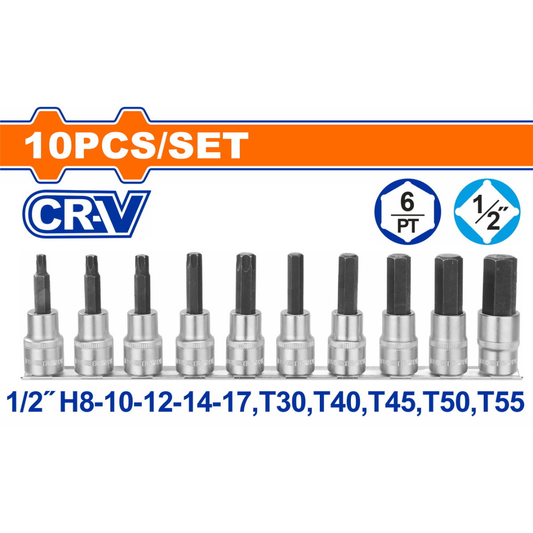 Wadfow 10 Piece 1/2" Bit  socket set