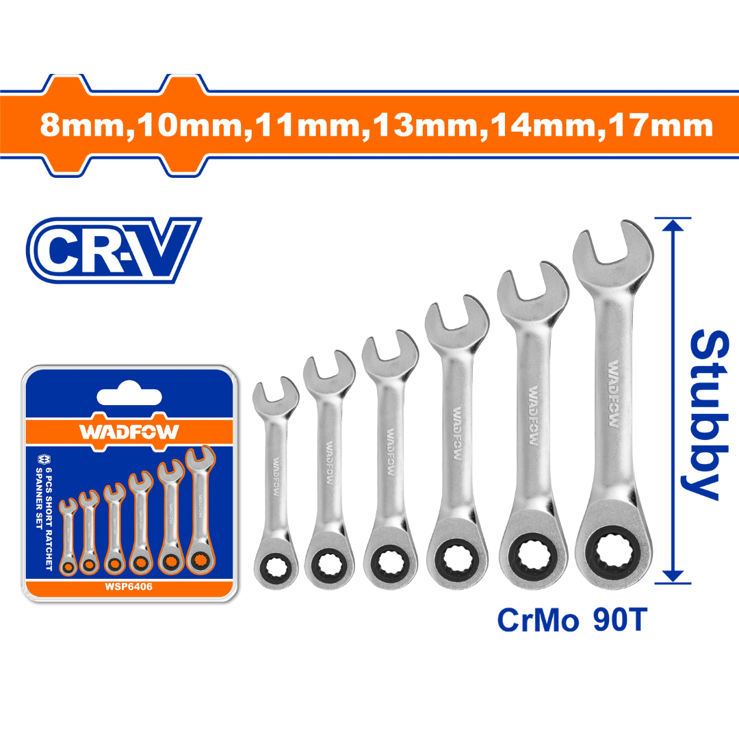 Wadfow 6 Piece Short ratchet  spanner set
