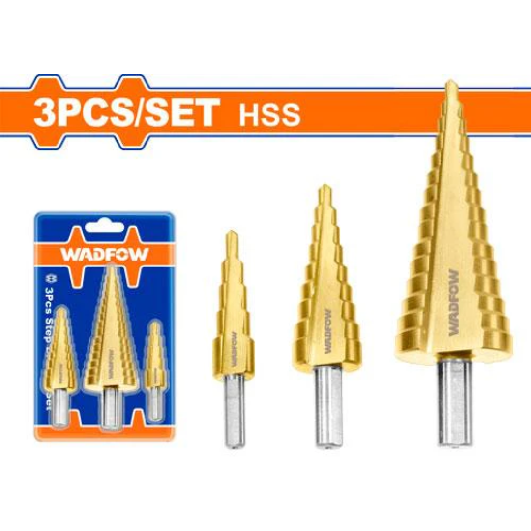 Wadfow 3 Piece step drill bit set